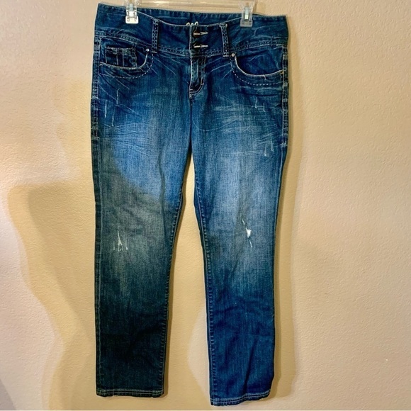 Madison Denim Co Jeans 11/12 Stretch Distressed Cotton Spandex Straight Leg - Picture 2 of 16